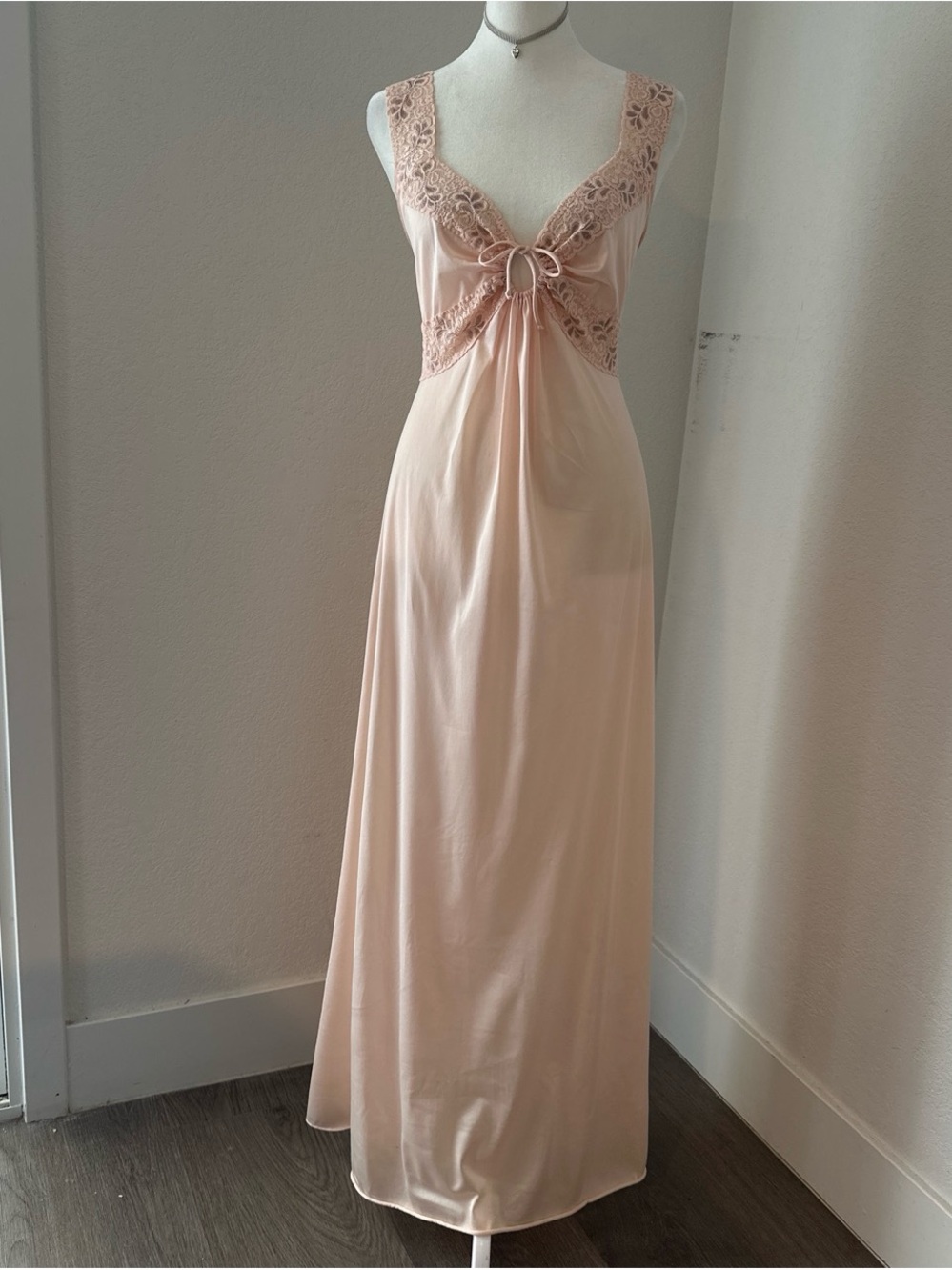 Delicate Lace Maxi Slip Dress - Blush